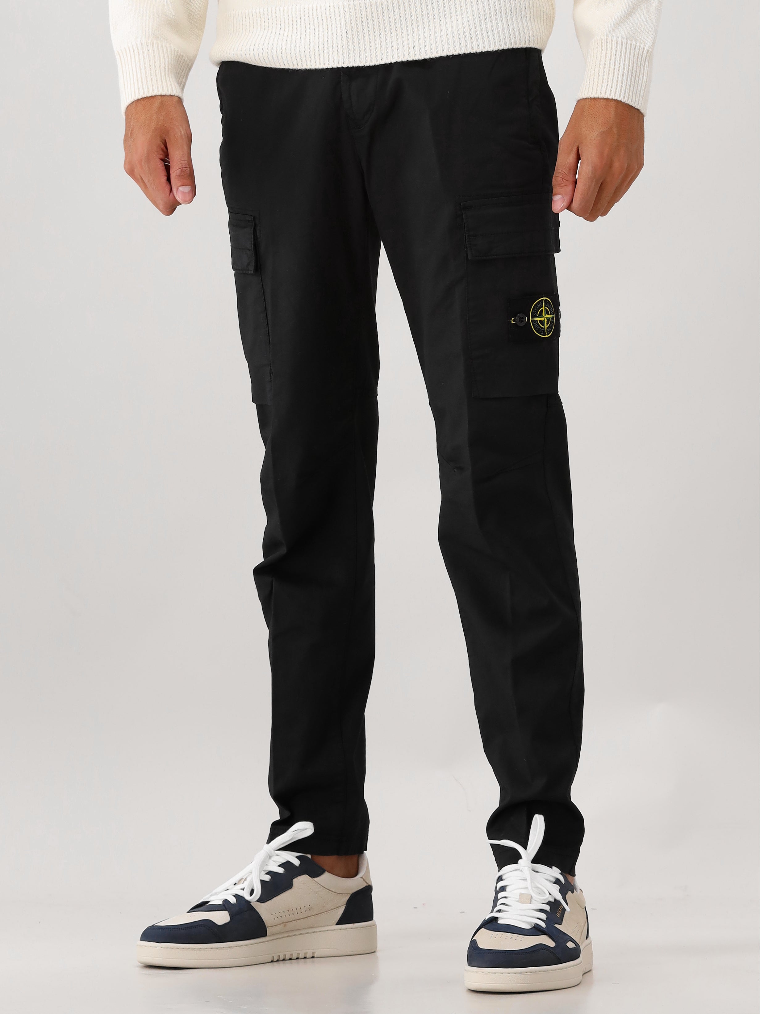 coco Stone Island Cargobroek Zwart | Panama Cotton Loose-Fit